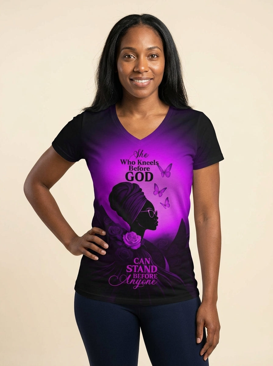 "Selah" Purple V-Neck T-Shirt