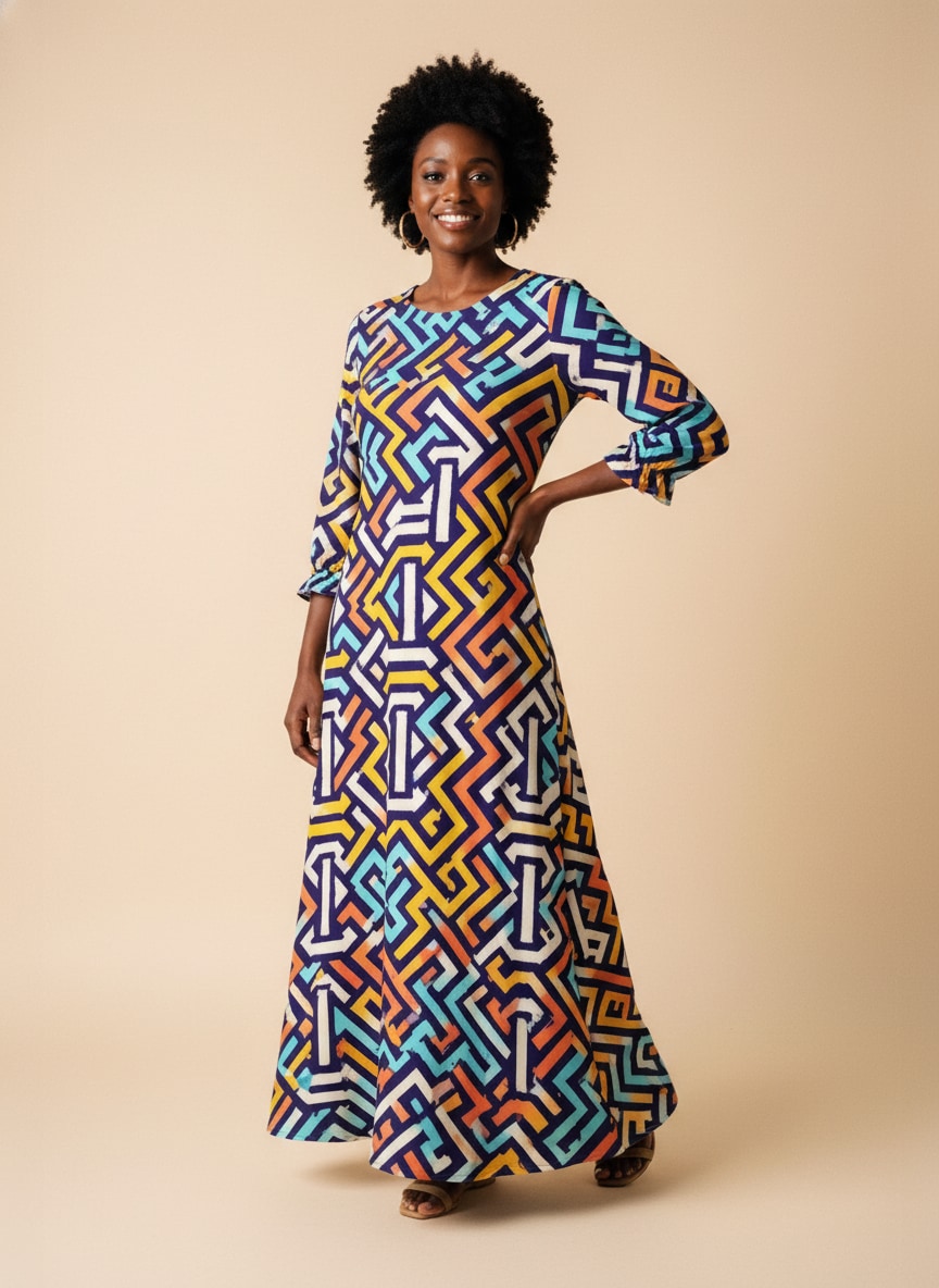 "Njia" Long Sleeve Maxi Dress