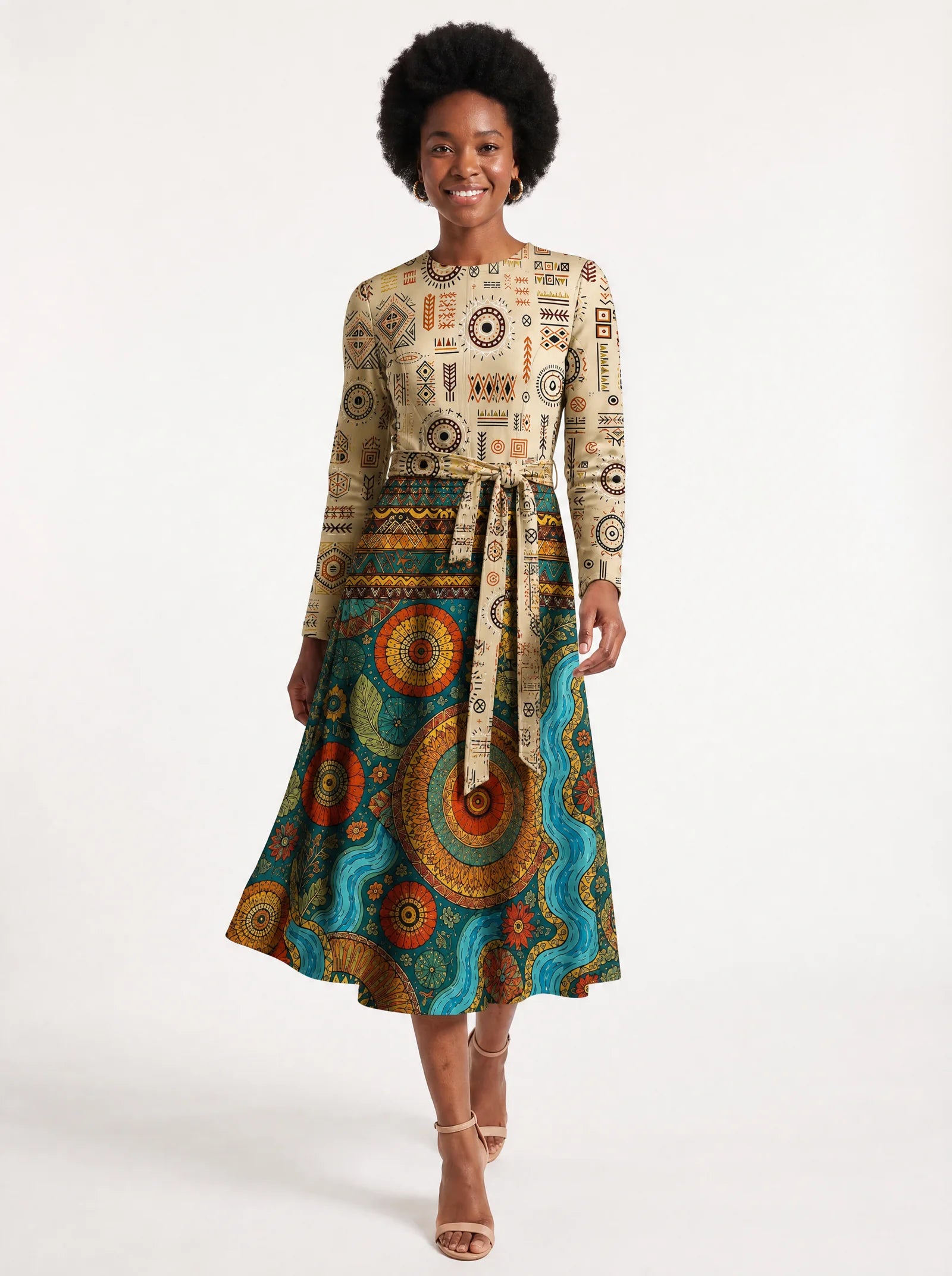 "Mto" Viscose Midi Dress — front view on model