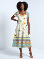 "Alizeti" Sweetheart Midi Dress