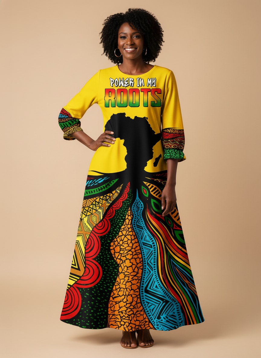 "Mzizi" Long Sleeve Maxi Dress