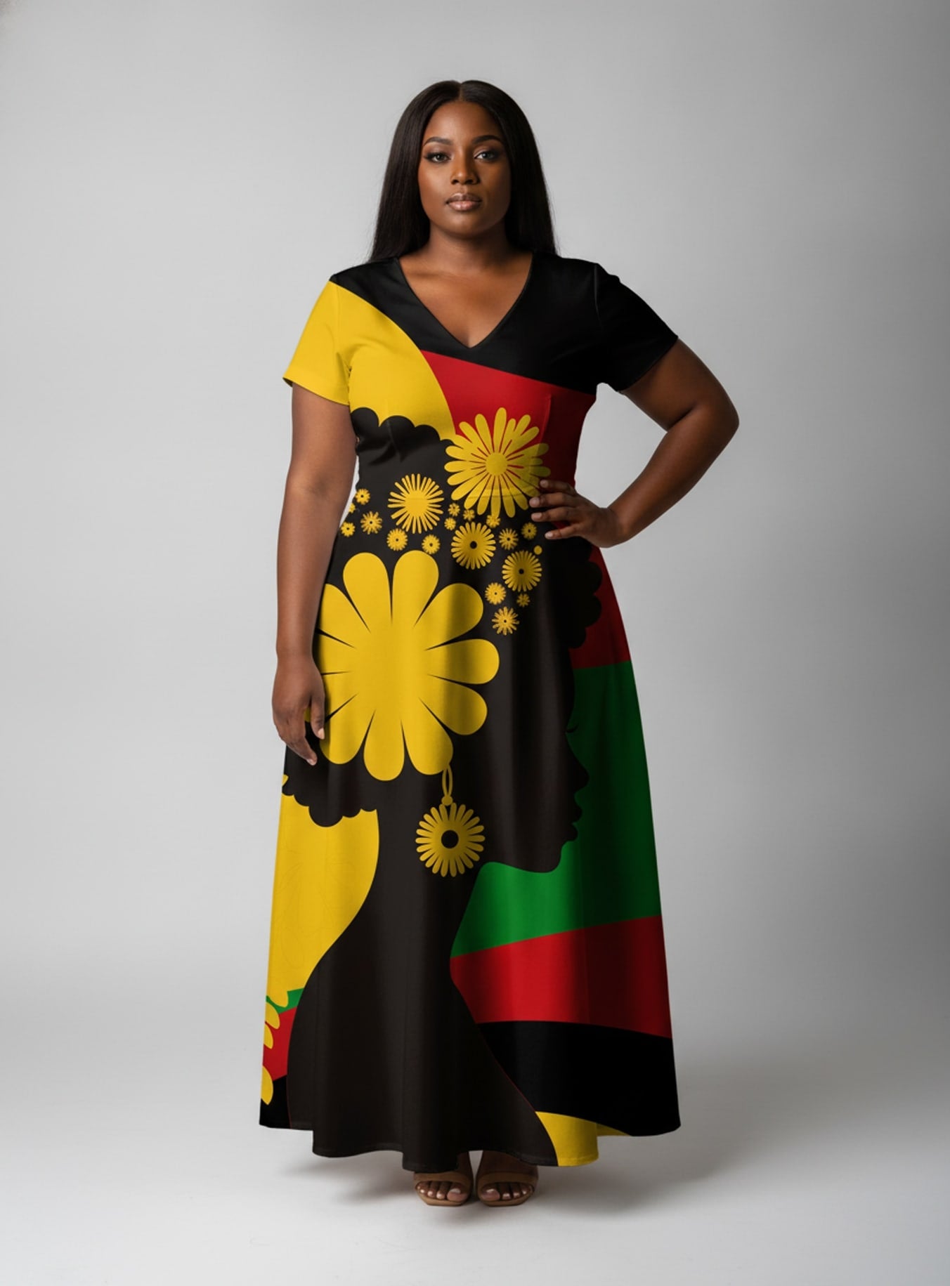 "Furaha" Short Sleeve Maxi Dress
