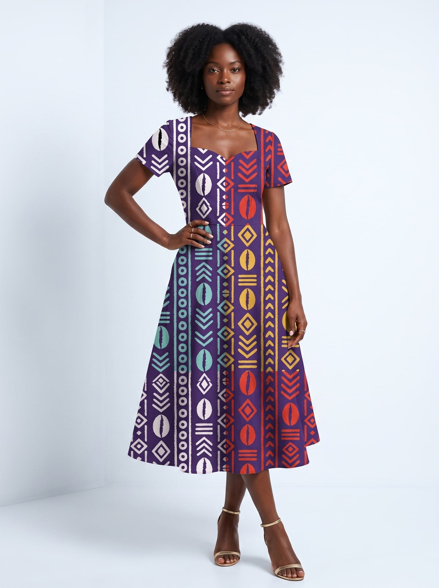 "Oshun Zamani" Sweetheart Midi Dress