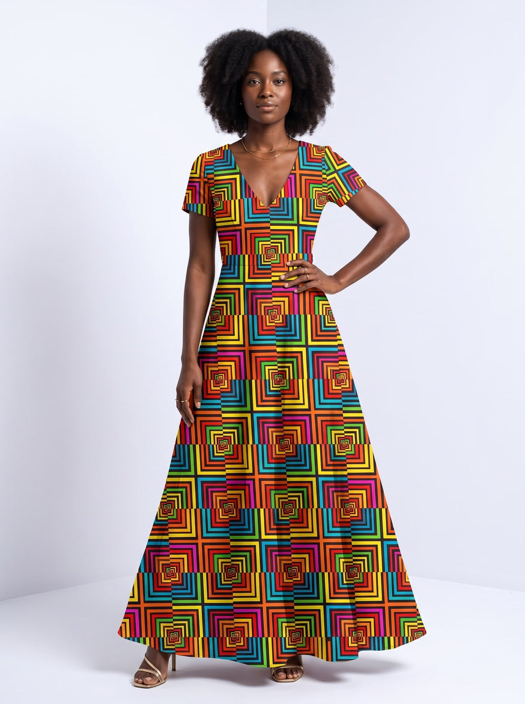 "Msonge" Short Sleeve Maxi Dress