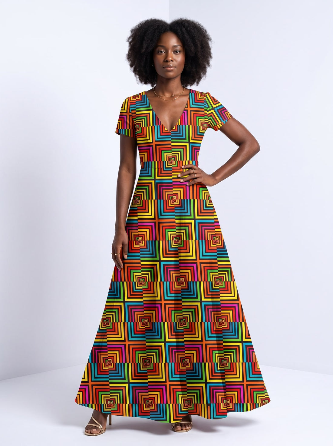 "Msonge" Short Sleeve Maxi Dress