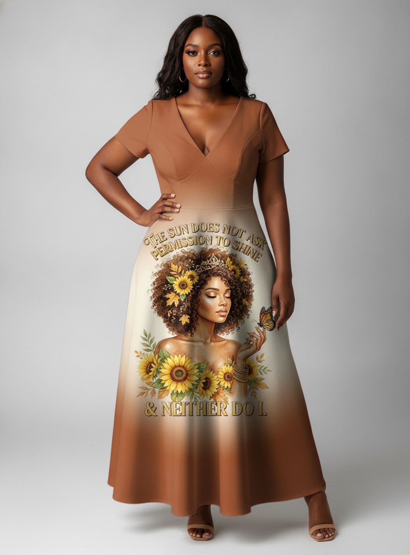 "Shine Unbound" Short Sleeve Maxi Dress