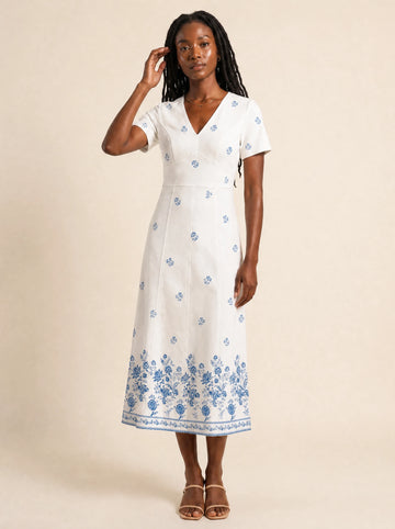 "Buluu" V Neck Midi Dress