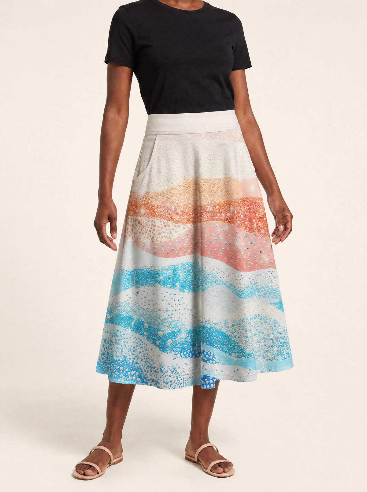 "Maji" Twirl Skirt — front view on model