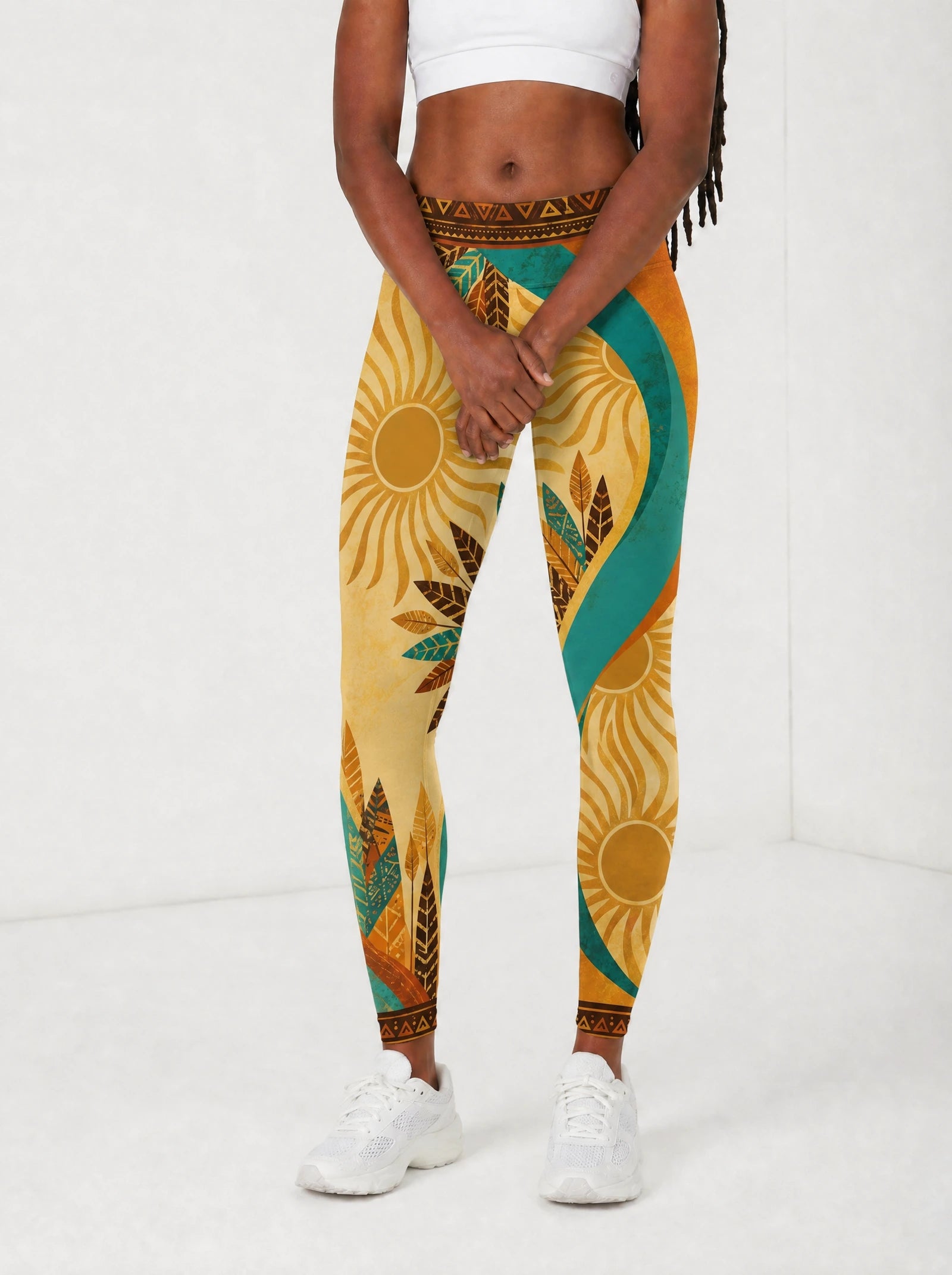 "August Queen Best Life" Leggings — front view on model