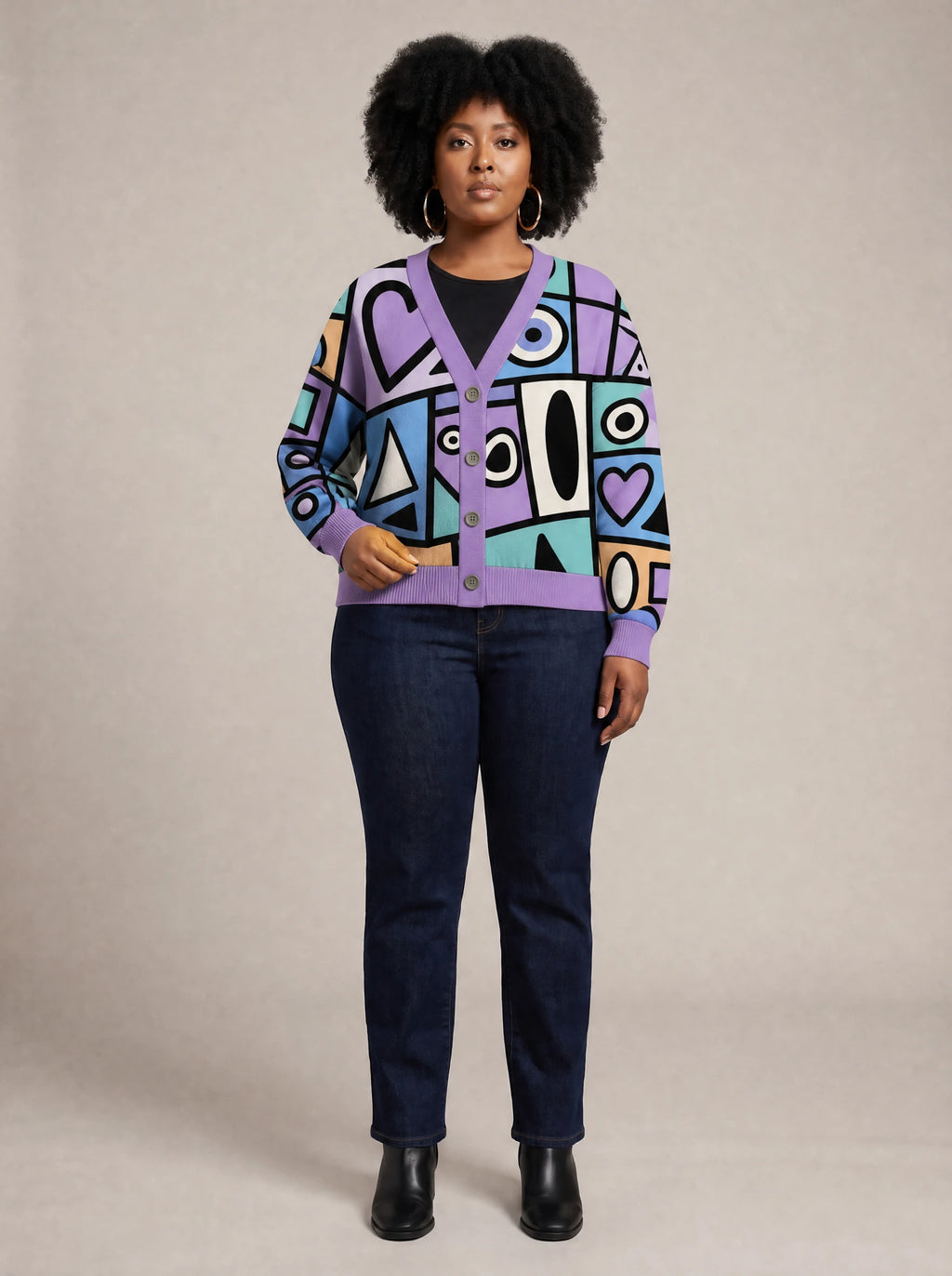 "Sanaa" Cardigan — front view on model