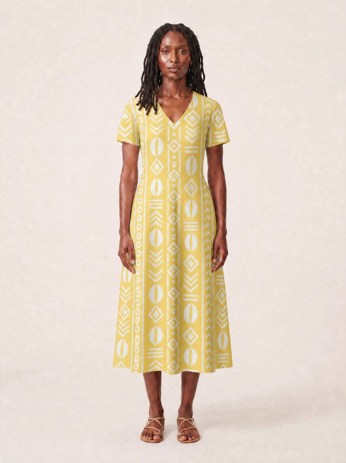 "Oshun Dhahabu" V Neck Midi Dress Promo