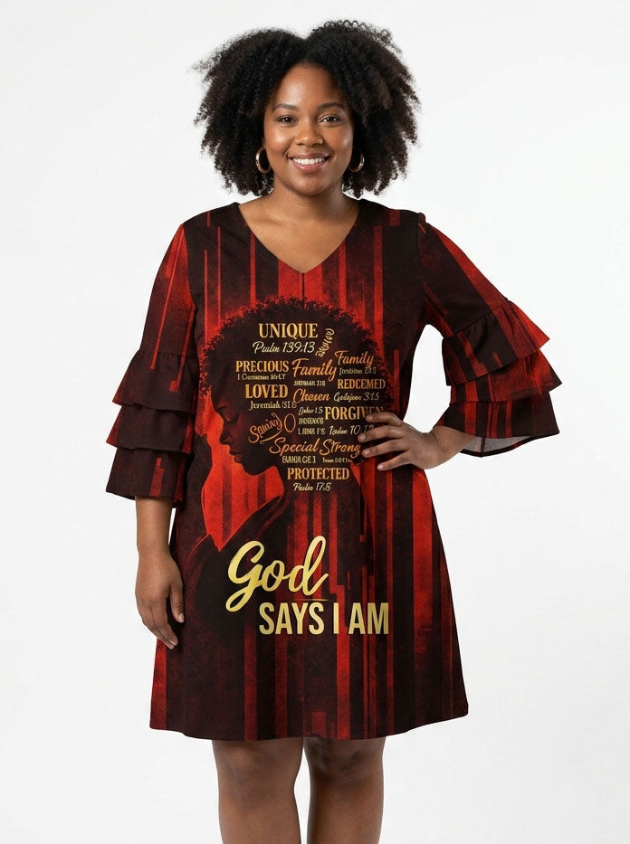 "Asante" Stacked Ruffle Sleeve Dress