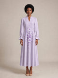"Zambarau" Long Puff Sleeve Dress Promo