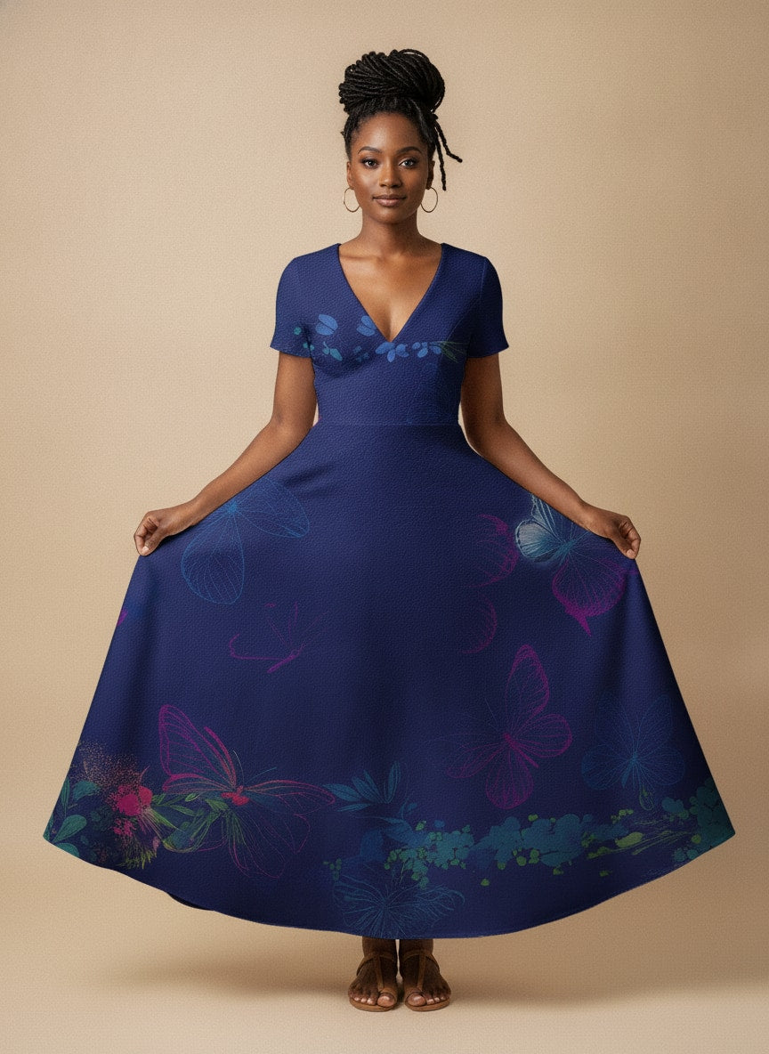 Blue Orchid Short Sleeve Maxi Dress