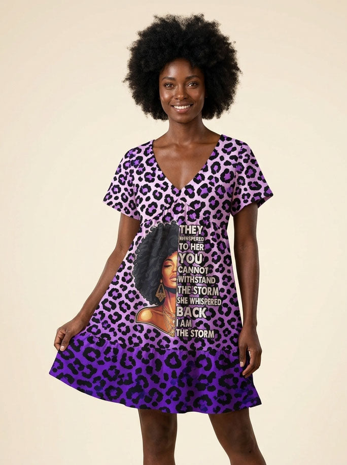 "Unstoppable" Amethyst Leopard Floral Dress