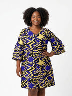 Royal Blue Sheba Stacked Ruffle Sleeve Dress
