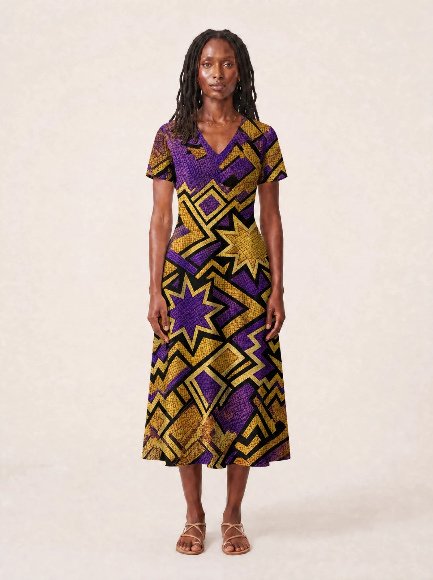 "Sheba" V Neck Midi Dress Promo