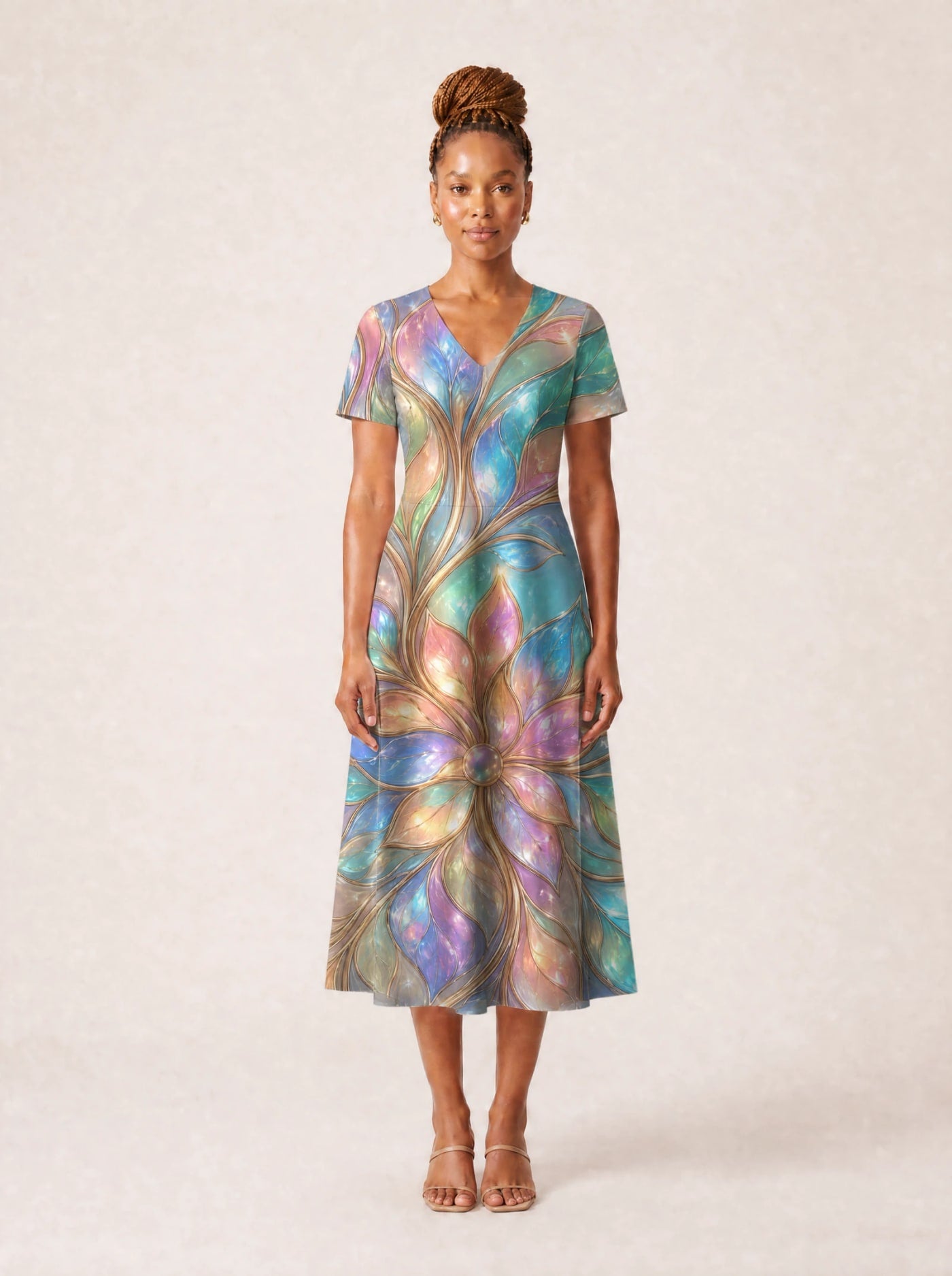 "Almasi" V Neck Midi Dress Promo