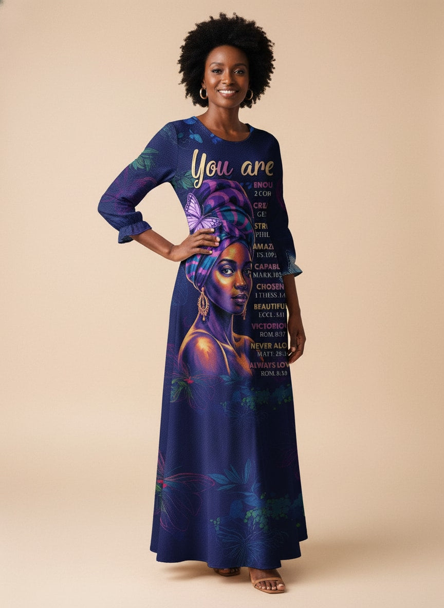 Blue Orchid Long Sleeve Maxi Dress