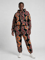 "Fundo" Black Wine Hoodie & Jogger Set — front view on model