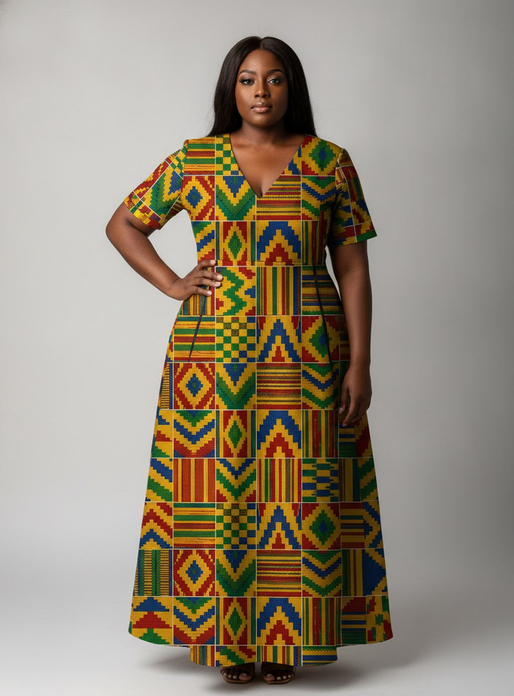 "Kumasi" Short Sleeve Maxi Dress