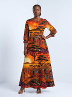 "Kijiji" Long Sleeve Maxi Dress
