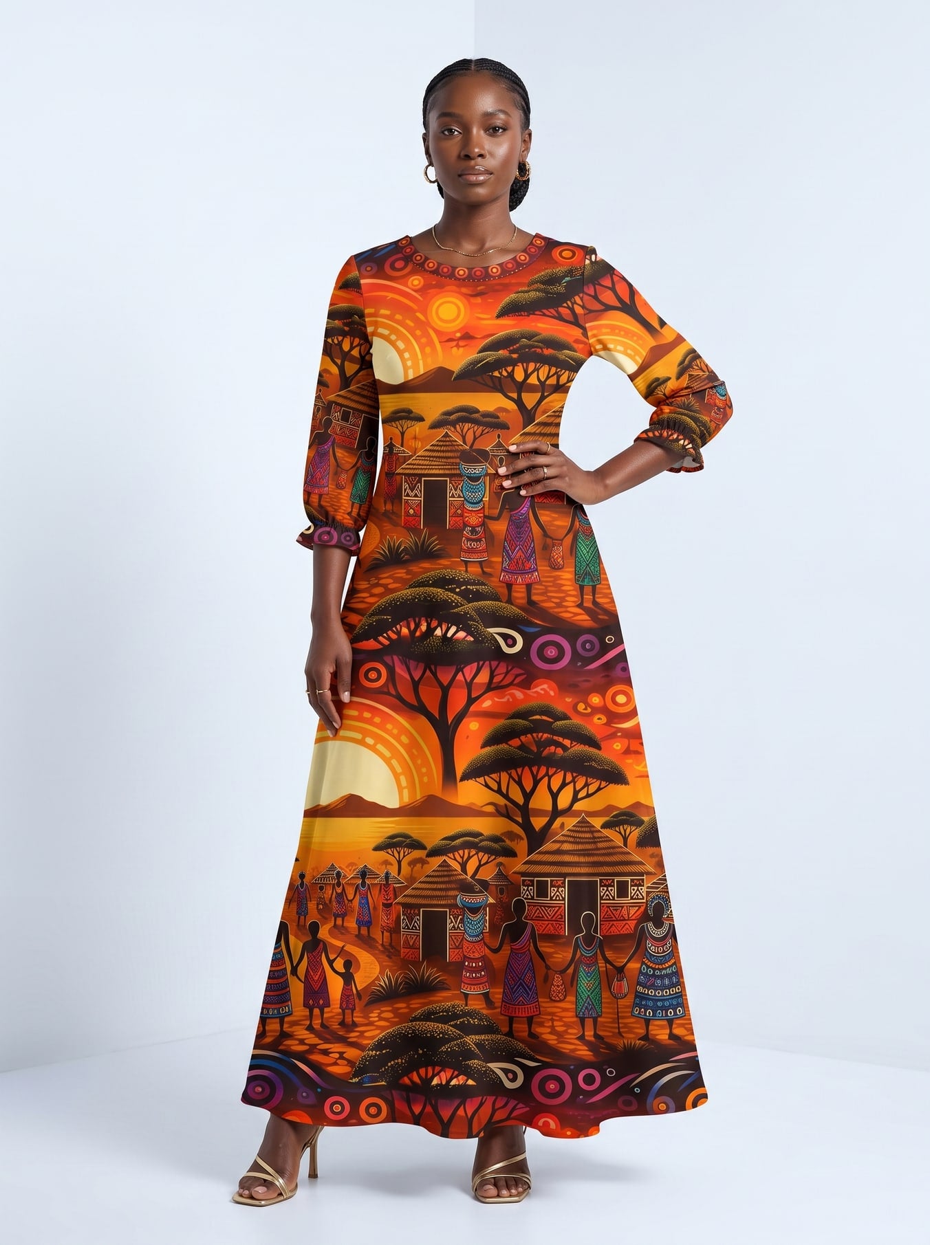 "Kijiji" Long Sleeve Maxi Dress