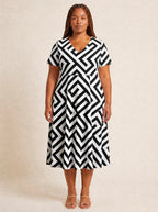 "Zamu" V Neck Midi Dress