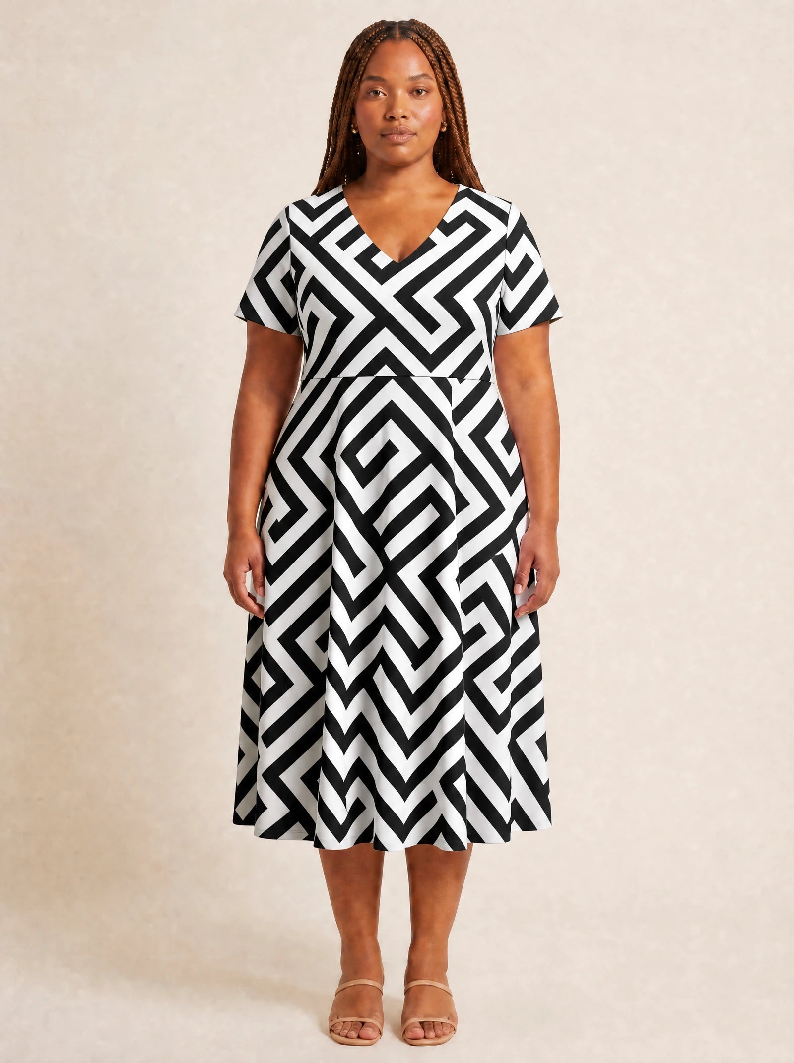"Zamu" V Neck Midi Dress