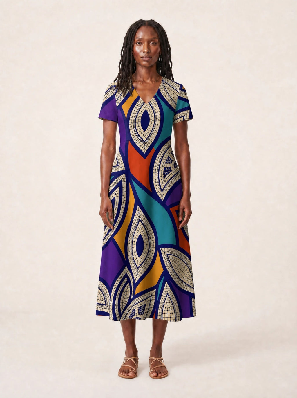 "Johari" V Neck Midi Dress Promo