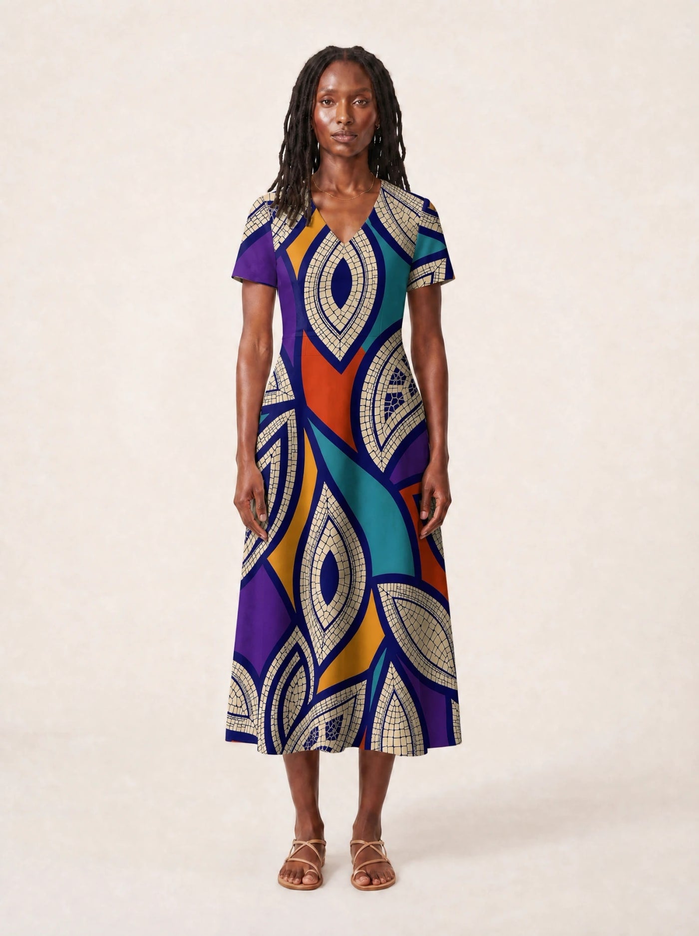 "Johari" V Neck Midi Dress Promo