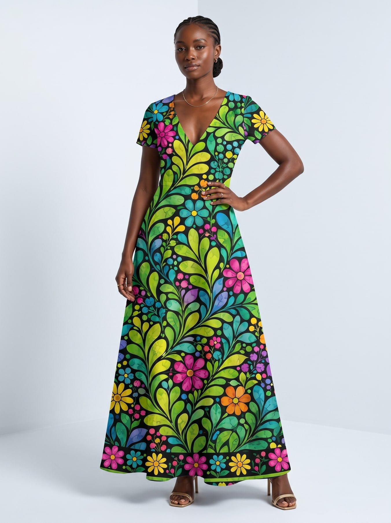 "Zumaridi" Short Sleeve Maxi Dress