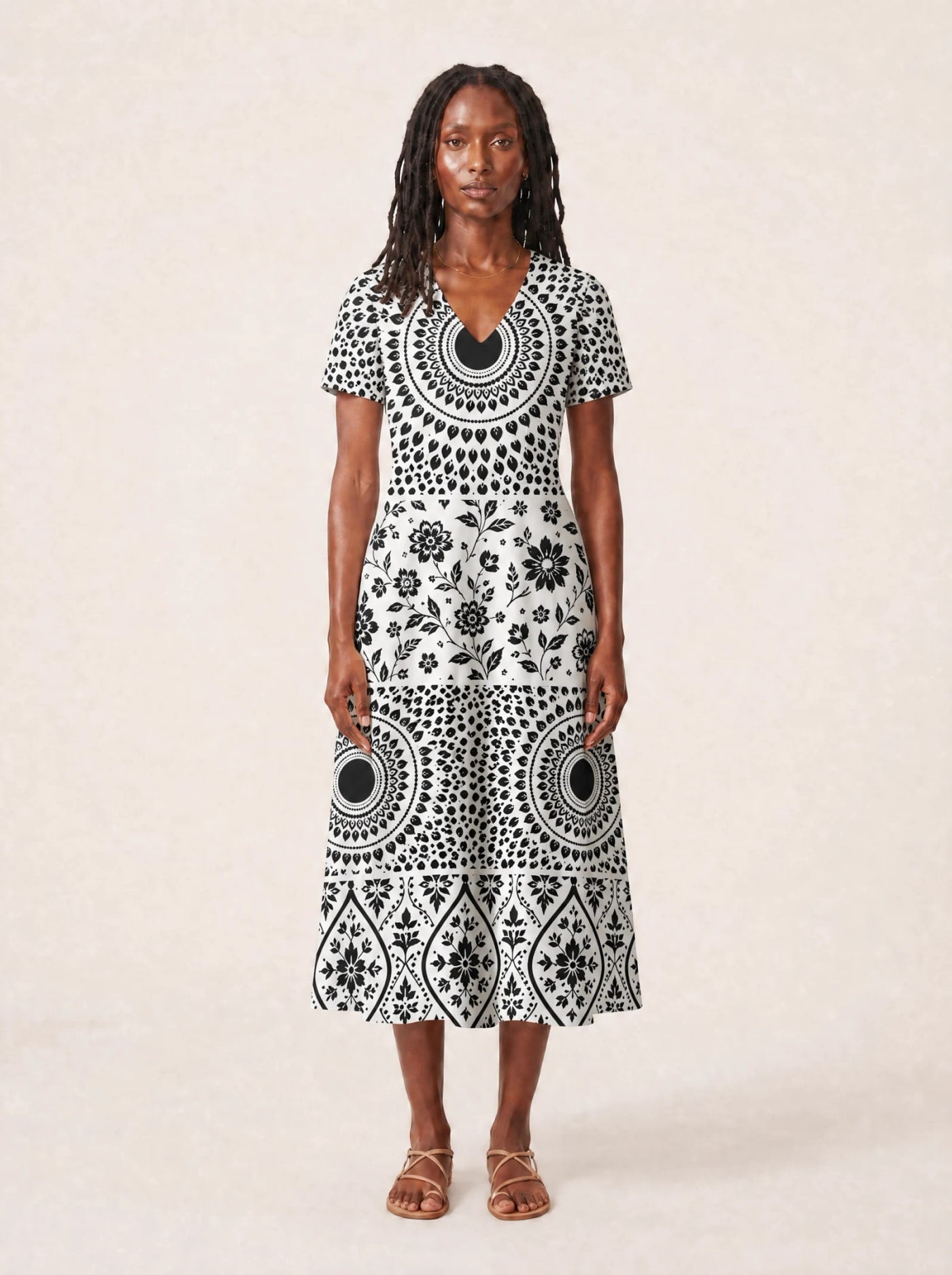 "Mwanga" V Neck Midi Dress Promo