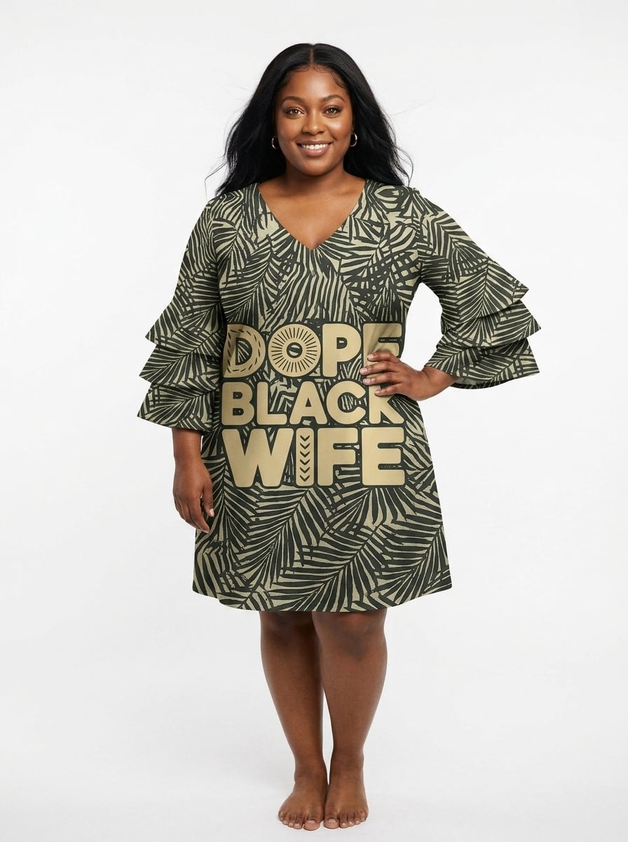 Dope Black Wife Stacked Ruffle Dress & Leggings Deal