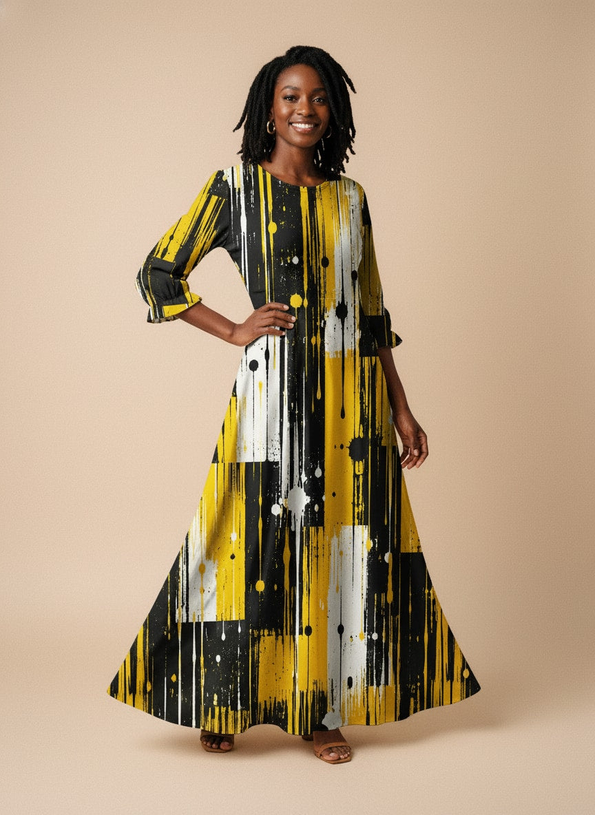 "Mvua" Long Sleeve Maxi Dress