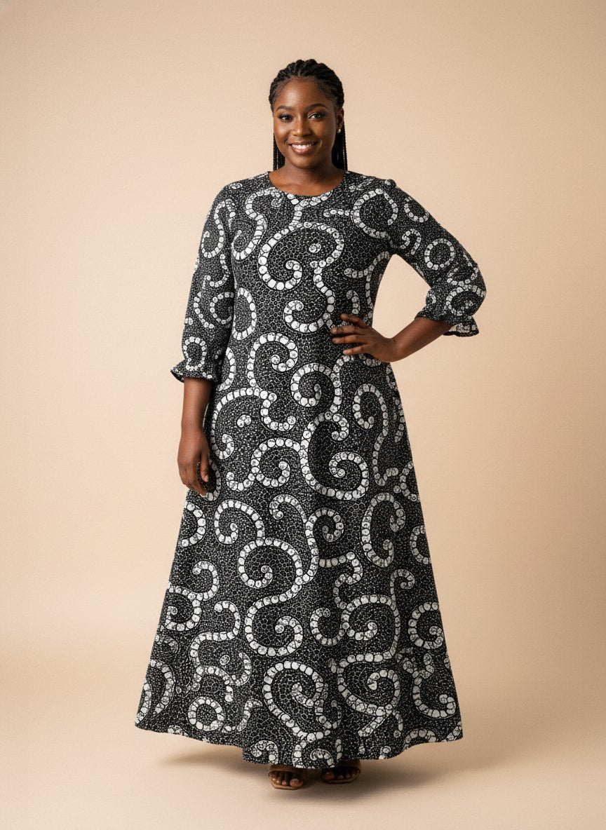 "Duara" Long Sleeve Maxi Dress