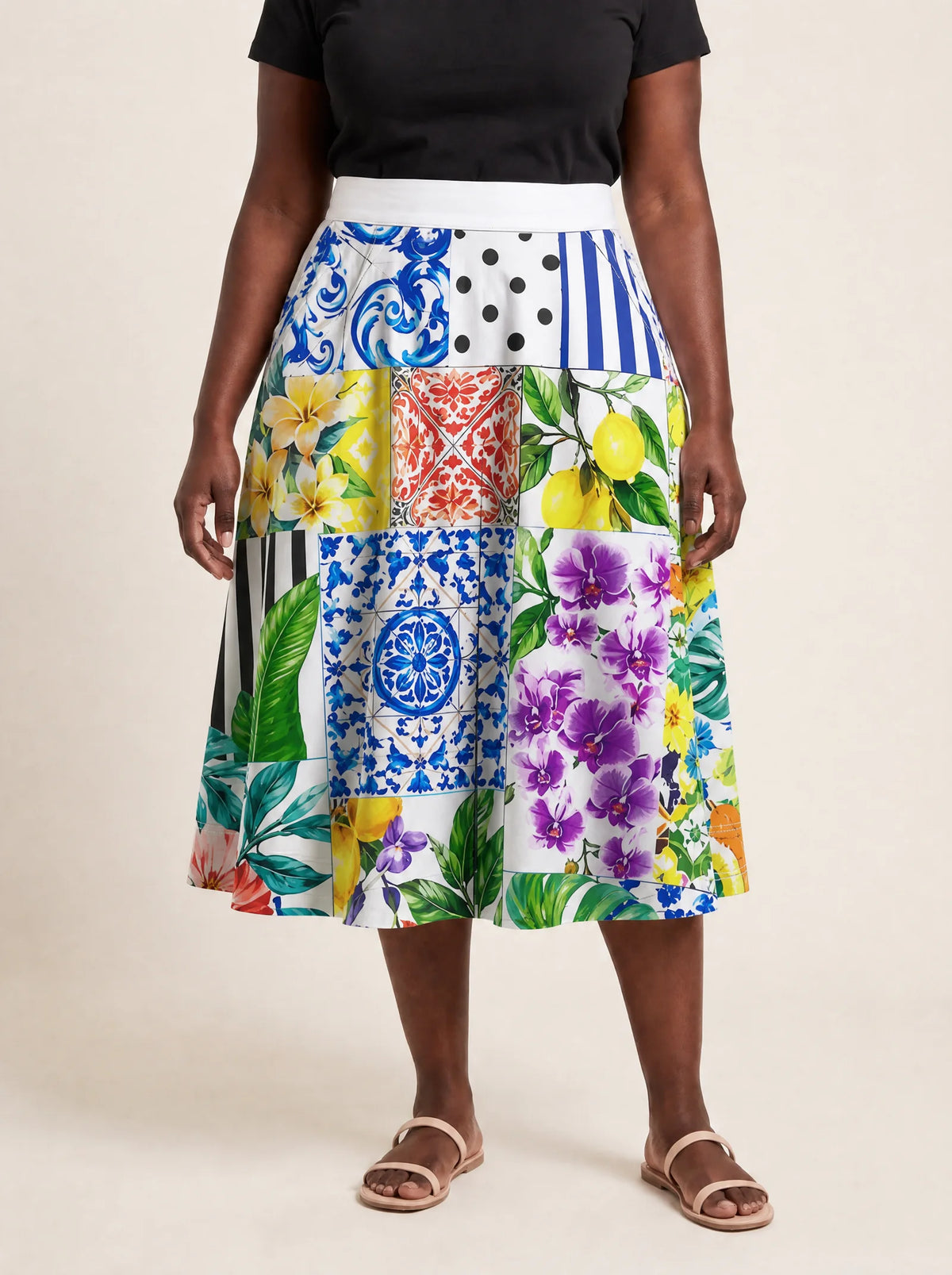 "Kisiwa" Twirl Skirt — front view on model