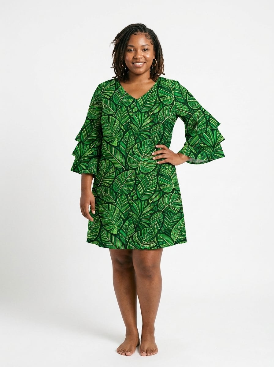 "Asili" Emerald Stacked Ruffle Dress & Leggings Deal