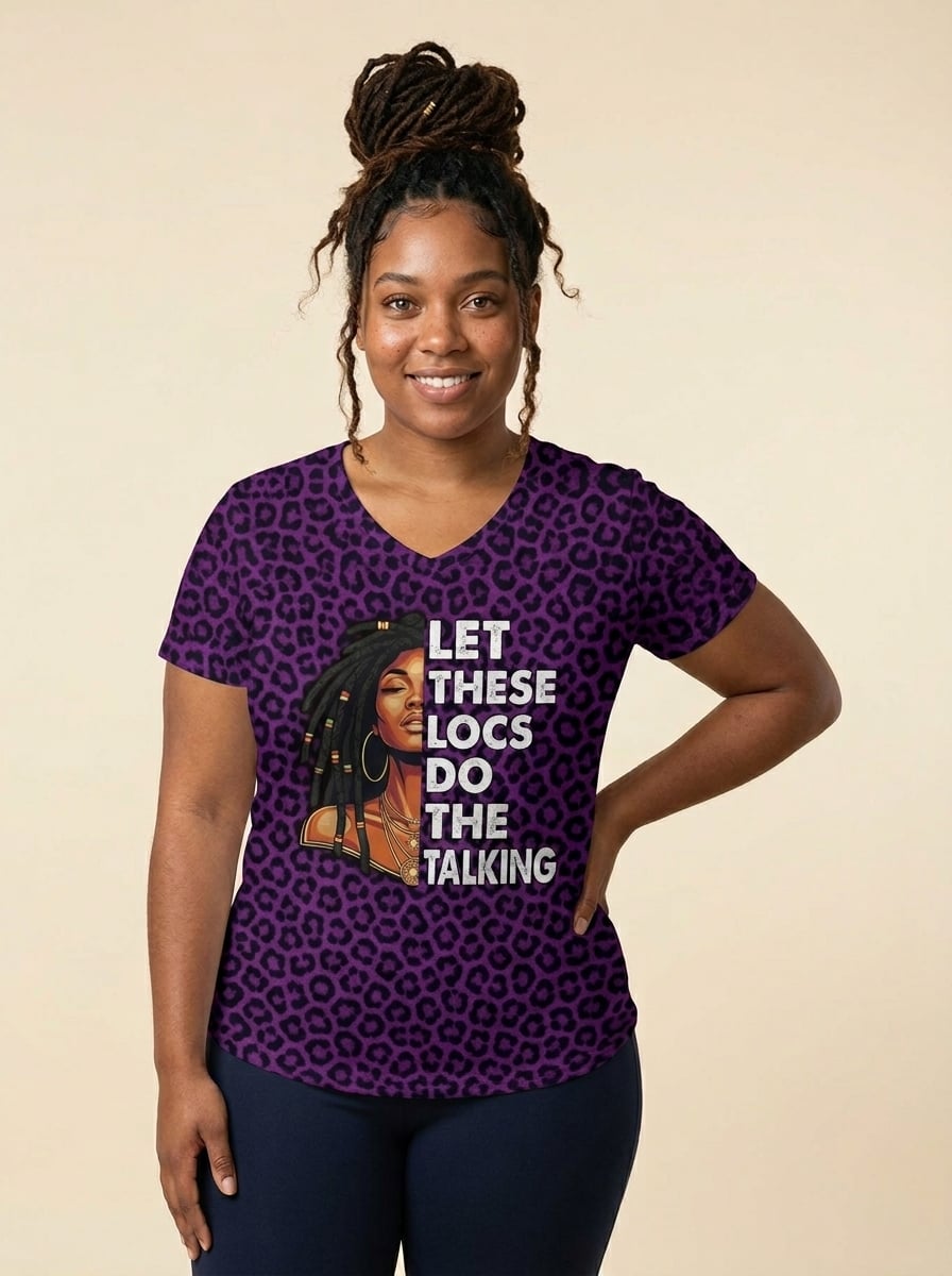 Purple Leopard V-Neck T-Shirt