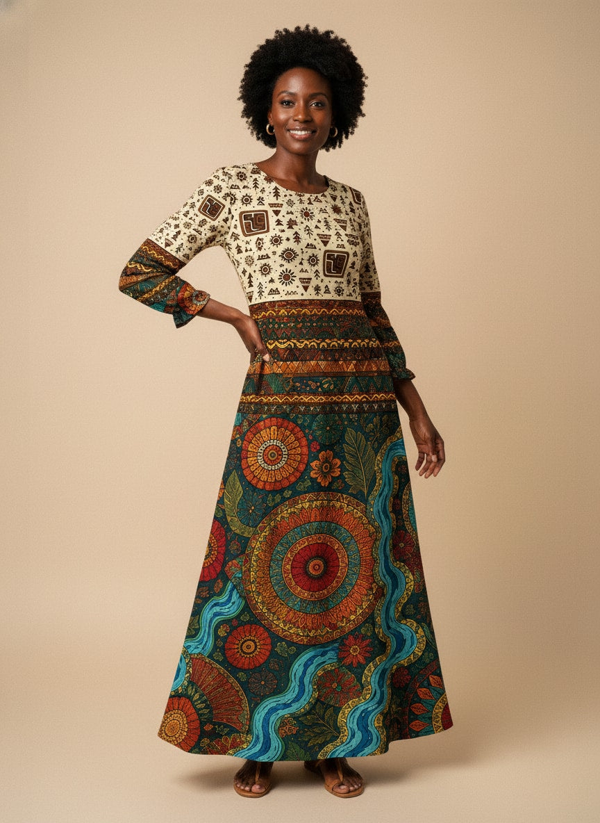 "Mto" Long Sleeve Maxi Dress