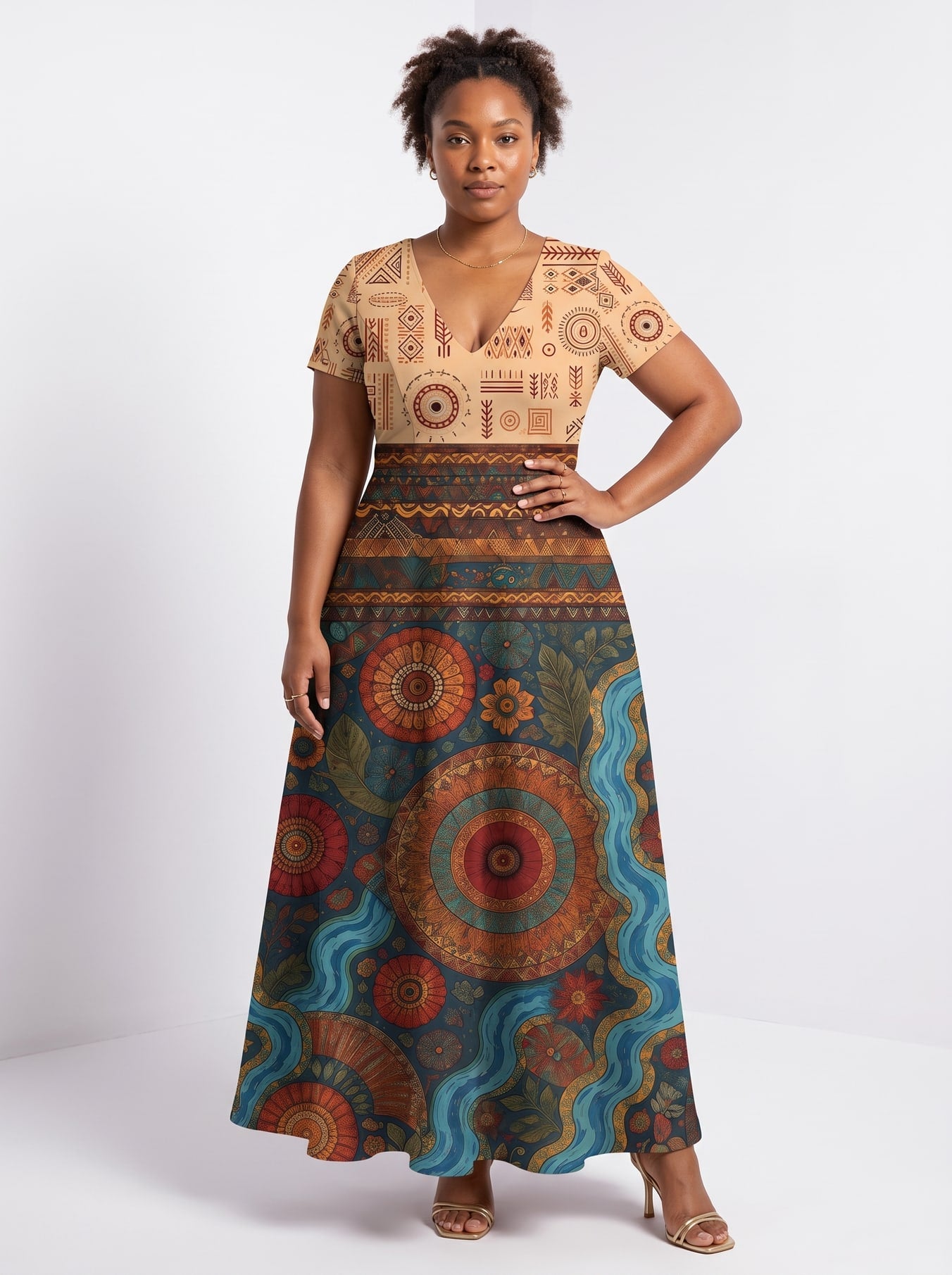 "Mto" Short Sleeve Maxi Dress