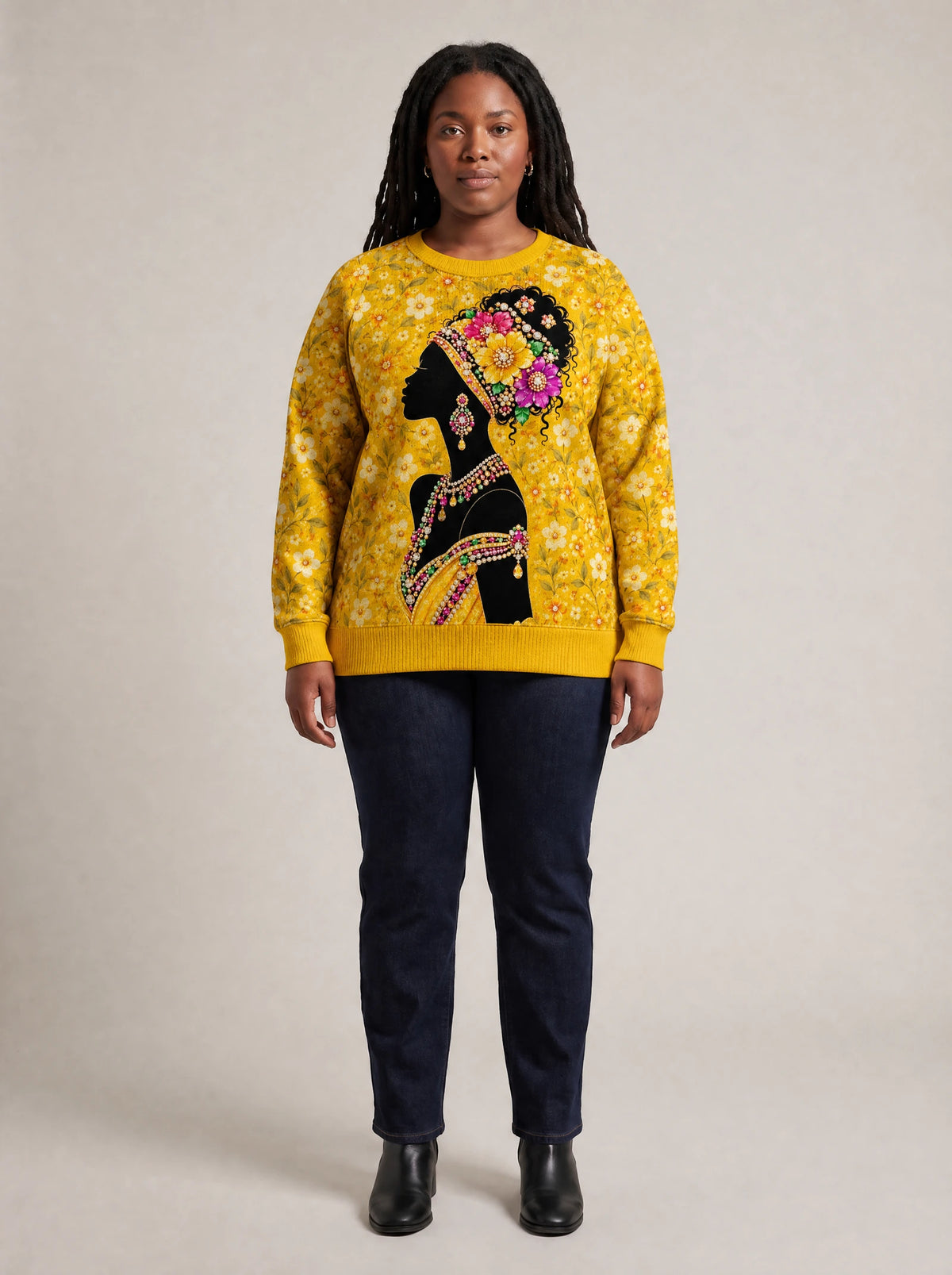 "Mapambo" Sweatshirt — front view on model