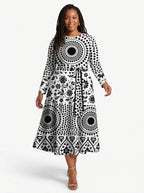 "Mwanga" Viscose Midi Dress — front view on model