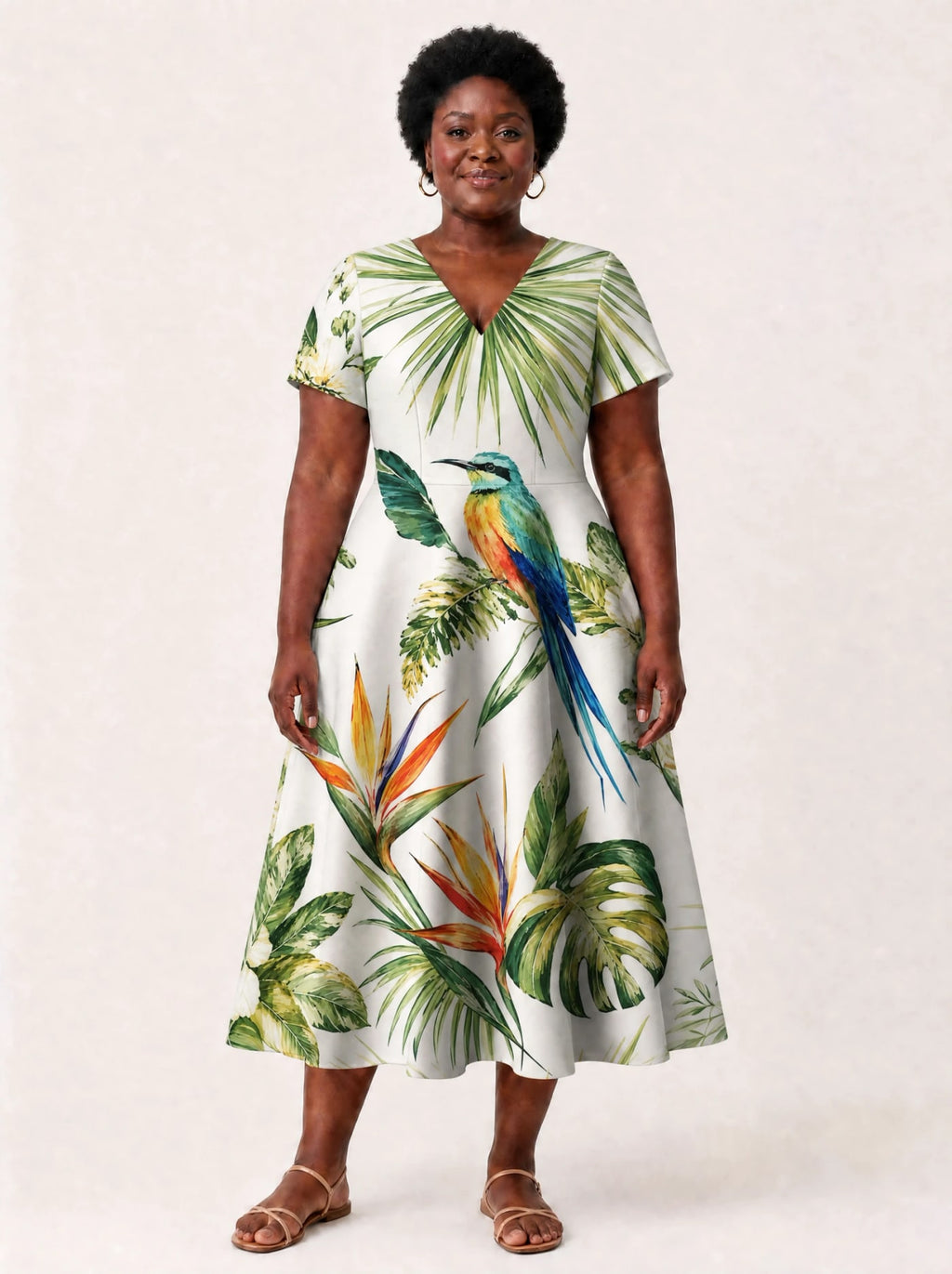"Ndege" V Neck Midi Dress Promo
