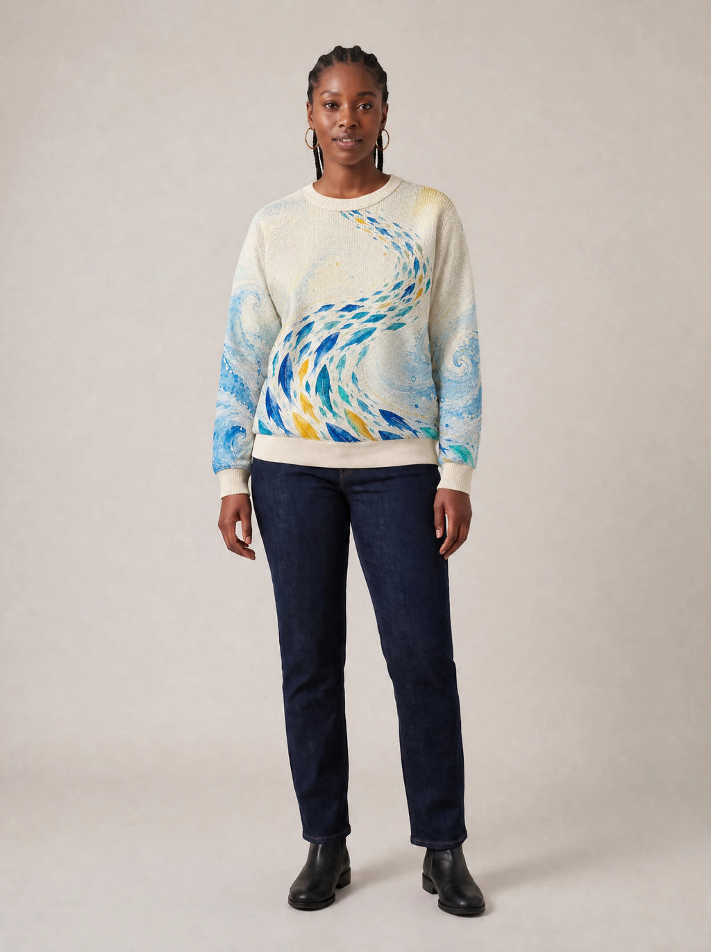"Samaki" Sweatshirt — front view on model