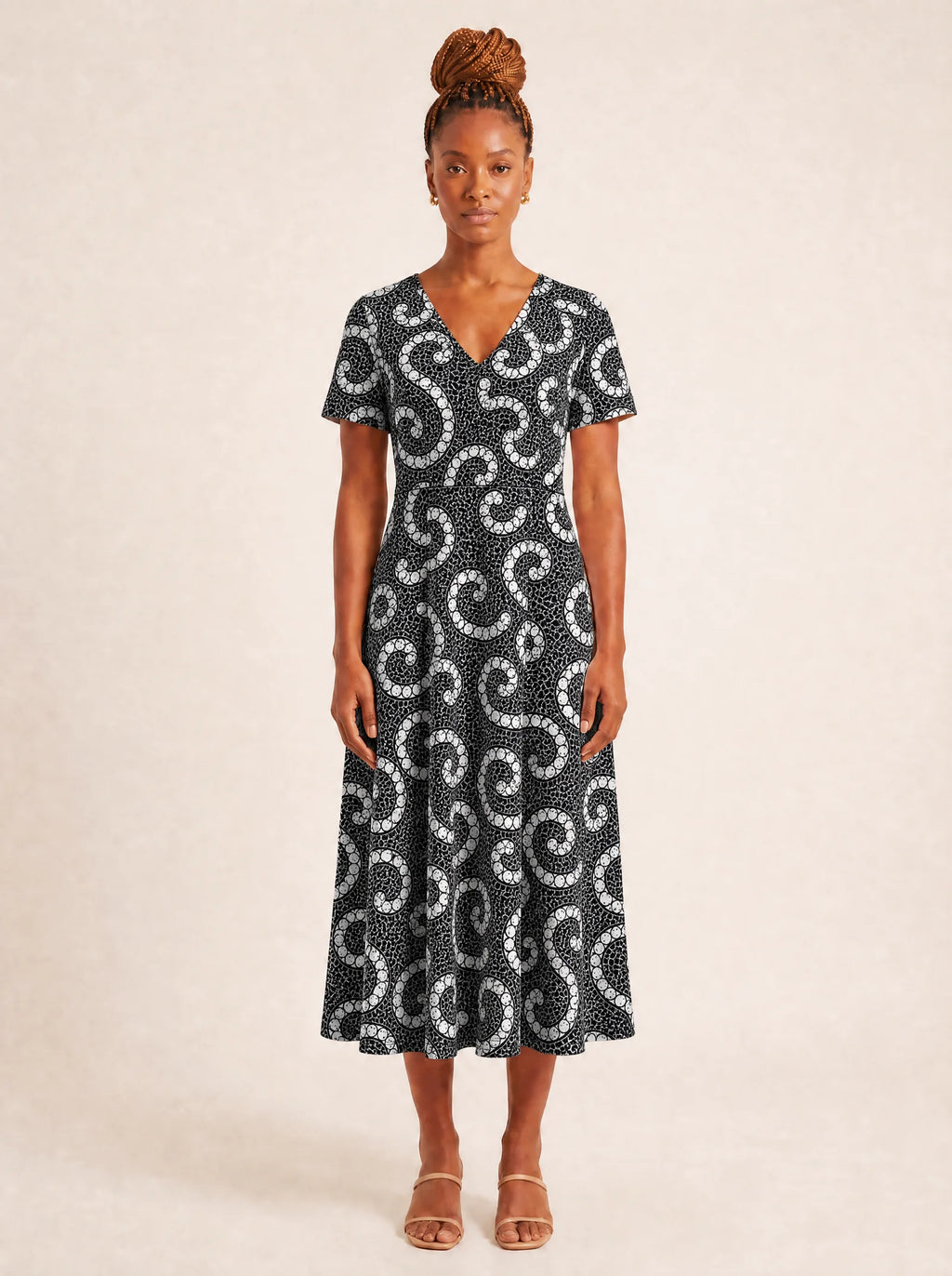 "Duara" V Neck Midi Dress