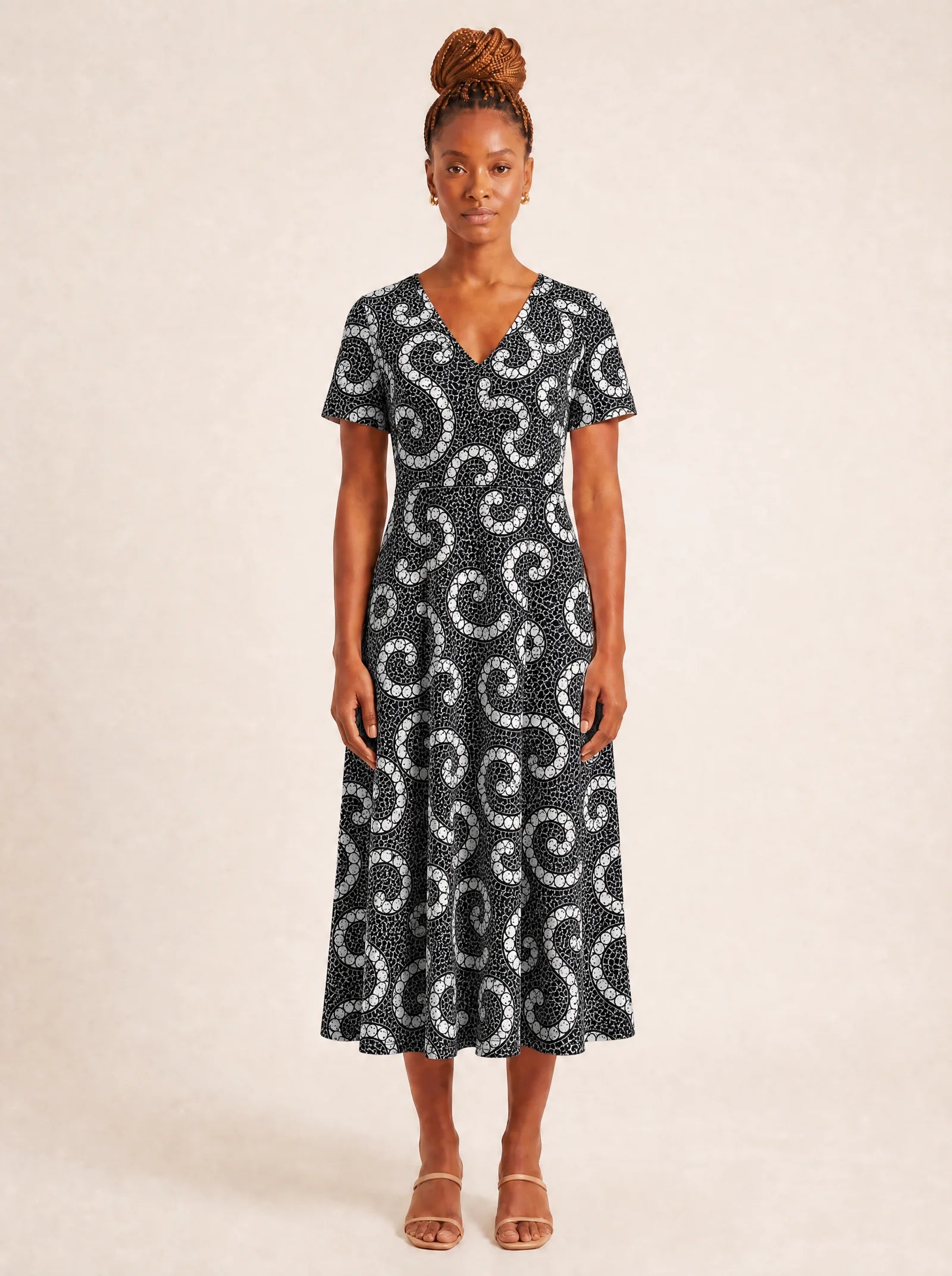 "Duara" V Neck Midi Dress