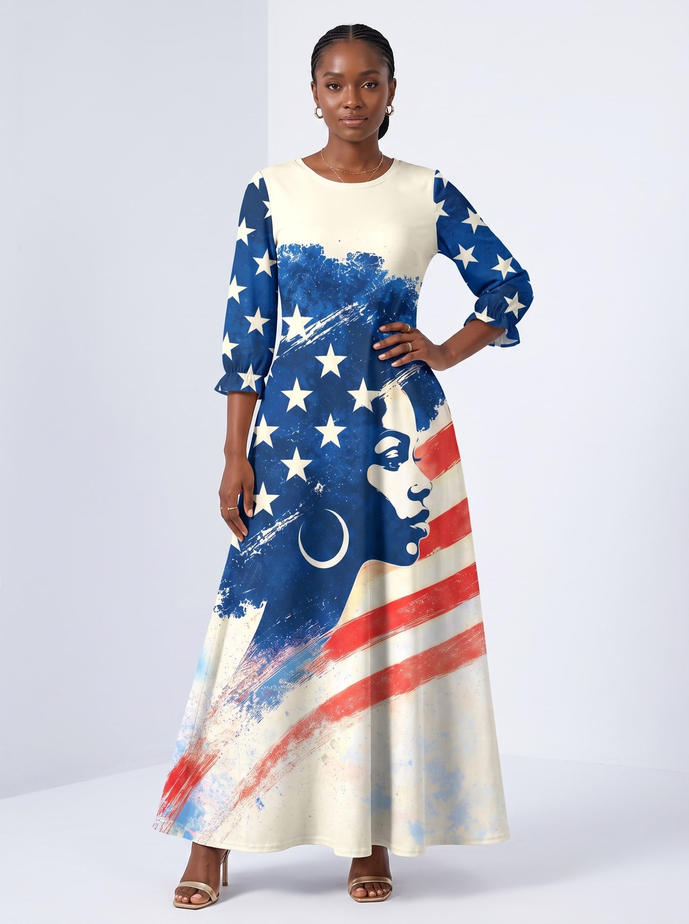 "Freedom" Long Sleeve Maxi Dress