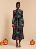 "Mwiba" Halloween Long Sleeve Midaxi Dress