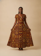 Mudcloth Short Sleeve Maxi Dress